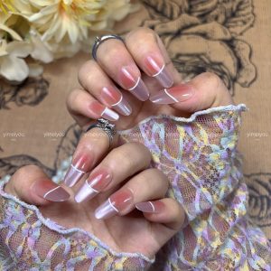 Wearing nail French nude powder