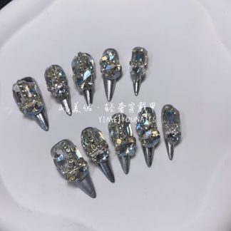 【11#墨痕痕】Handmade Nail Wearing Heavy Industry Wearing Nails Manicure Patch Nail Patch Fake Nails 11 #
