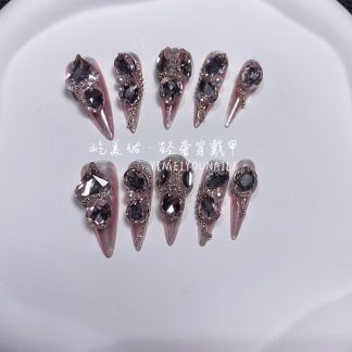 【4#玫瑰粉园】Handmade Nail Wearing Heavy Industry Wearing Nails Manicure Patch Nail Patch Fake Nails 4 #