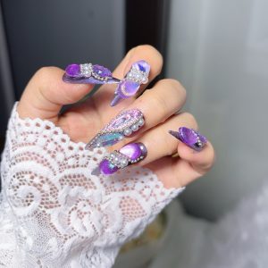 【12#紫蝶】Handmade Nail Wearing Heavy Industry Wearing Nails Manicure Patch Nail Patch Fake Nails 12 #