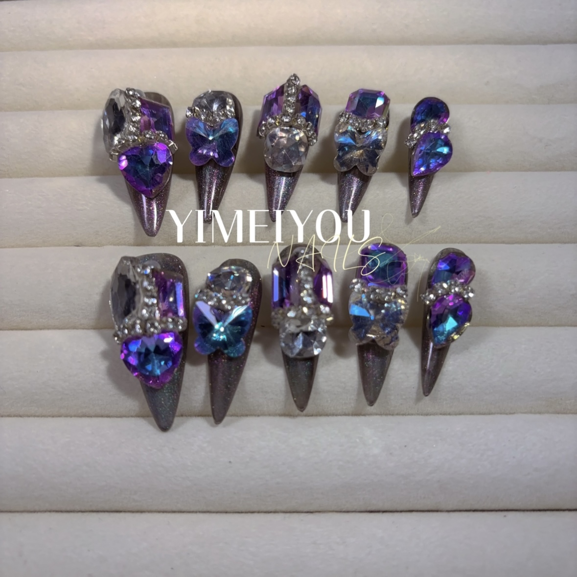 【3#紫颜】Handmade Nail Wearing Heavy Industry Wearing Nails Manicure Patch Nail Patch Fake Nails 3 # - Image 8