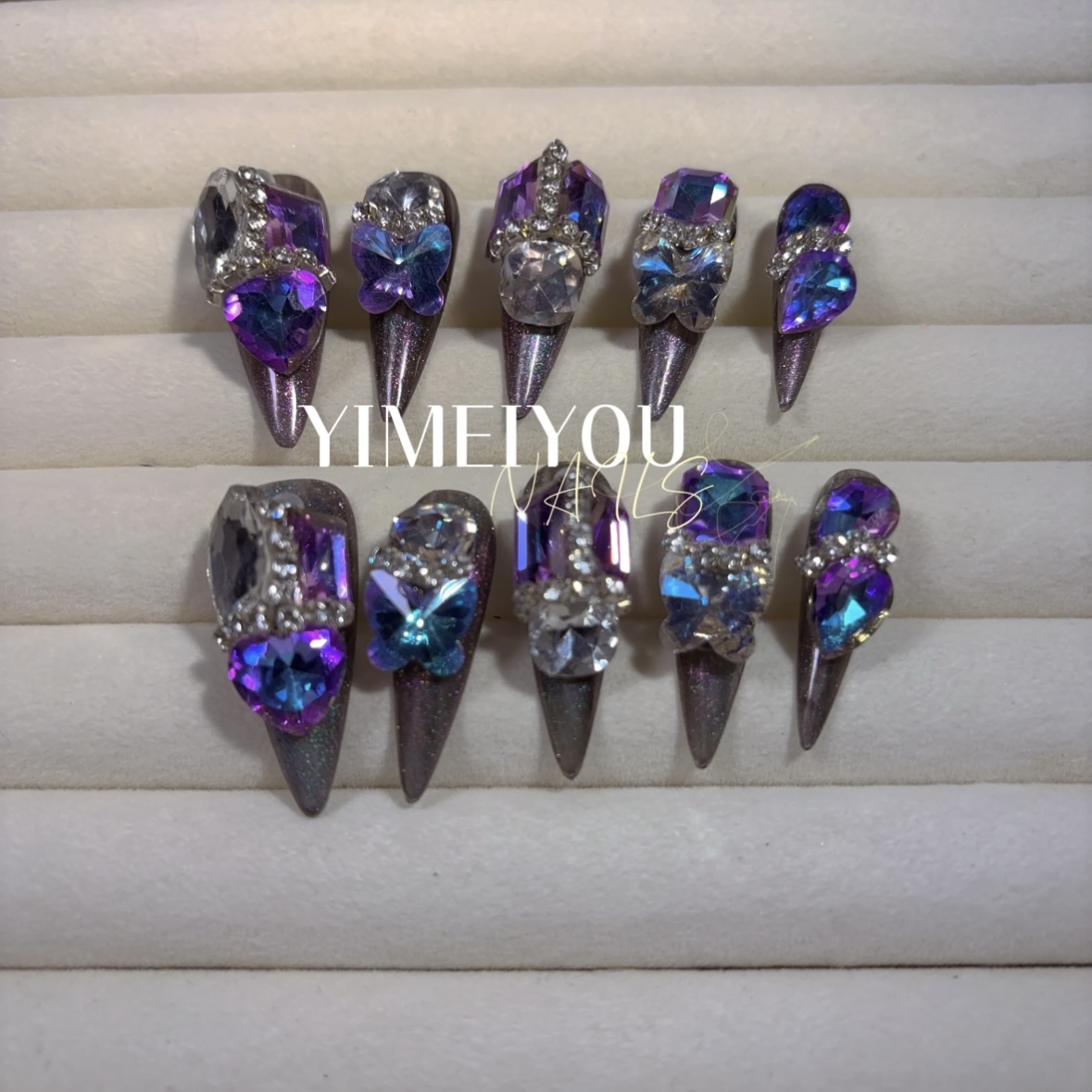 【3#紫颜】Handmade Nail Wearing Heavy Industry Wearing Nails Manicure Patch Nail Patch Fake Nails 3 # - Image 3