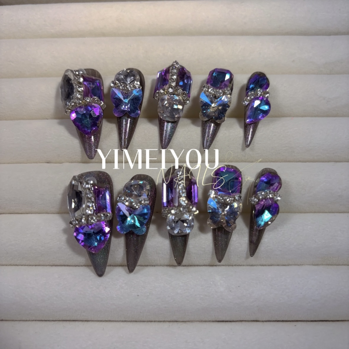 【3#紫颜】Handmade Nail Wearing Heavy Industry Wearing Nails Manicure Patch Nail Patch Fake Nails 3 # - Image 5