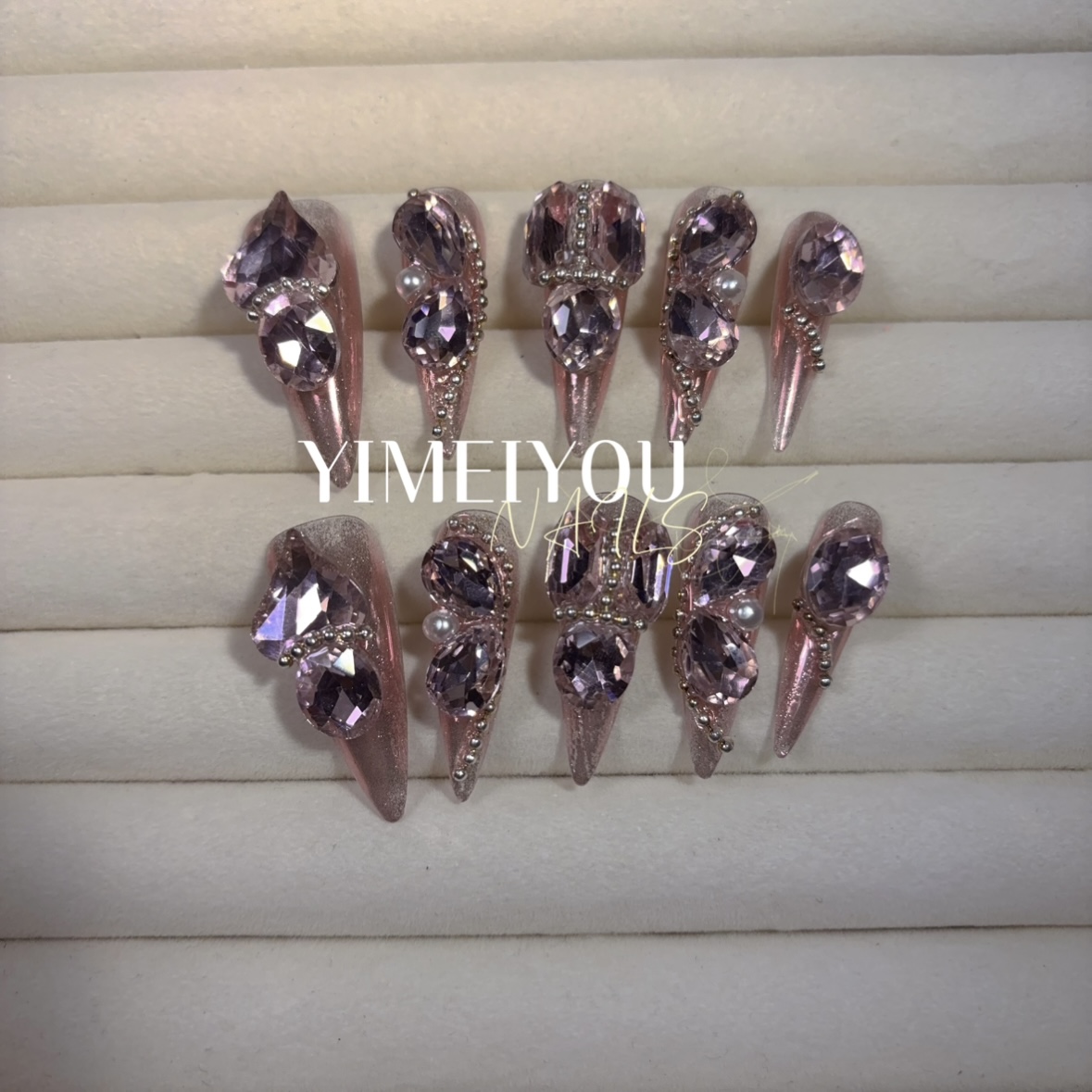 【4#玫瑰粉园】Handmade Nail Wearing Heavy Industry Wearing Nails Manicure Patch Nail Patch Fake Nails 4 # - Image 6