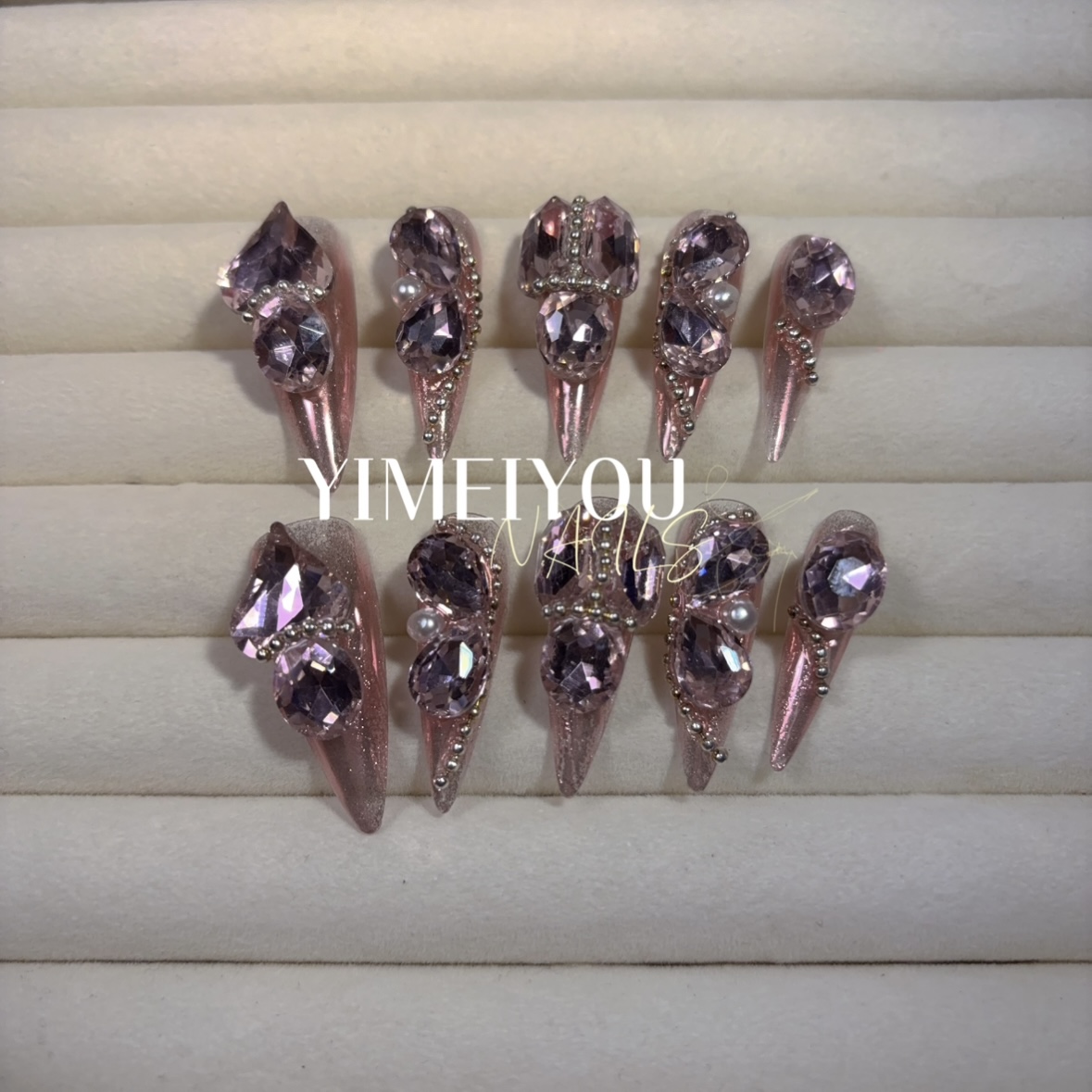 【4#玫瑰粉园】Handmade Nail Wearing Heavy Industry Wearing Nails Manicure Patch Nail Patch Fake Nails 4 # - Image 5