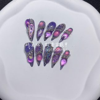 Pure handmade nail purple nail patch high-end full-size nail patch [45# purple halo]