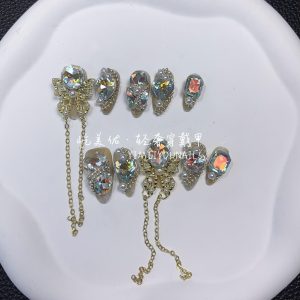Pure handmade nail butterfly tassel nail patch high-end full-size nail patch [59# thousand gold]