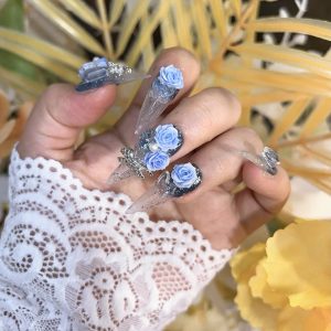 Pure handmade nail heavy industry carved nail patch full size nail patch [72# rose blue]