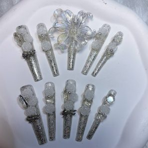 Pure hand-made nail 5.5 fine dog ladder lengthening ultra-long nail nail patch full size [88# beauty flower]